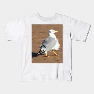 Seagull in a windy day with ruffled feathers Kids T-Shirt